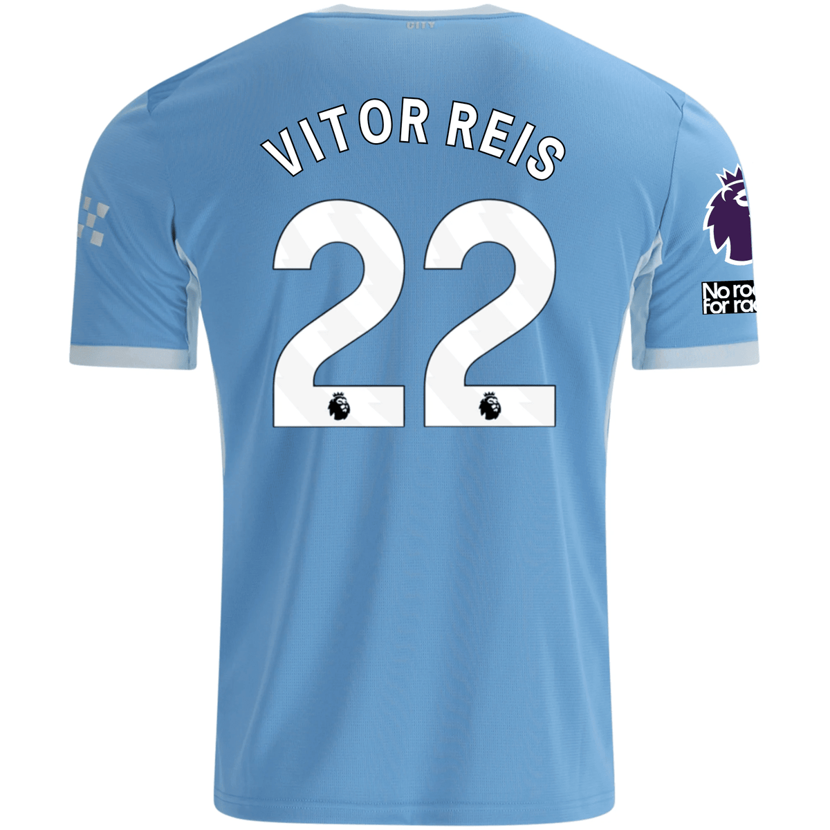 Puma Mens Manchester City Vitor Reis Home Jersey EPL + No Room For Racism Patches 26/27 (Team Light Blue/Icey Blue) | SoccerWearhouse