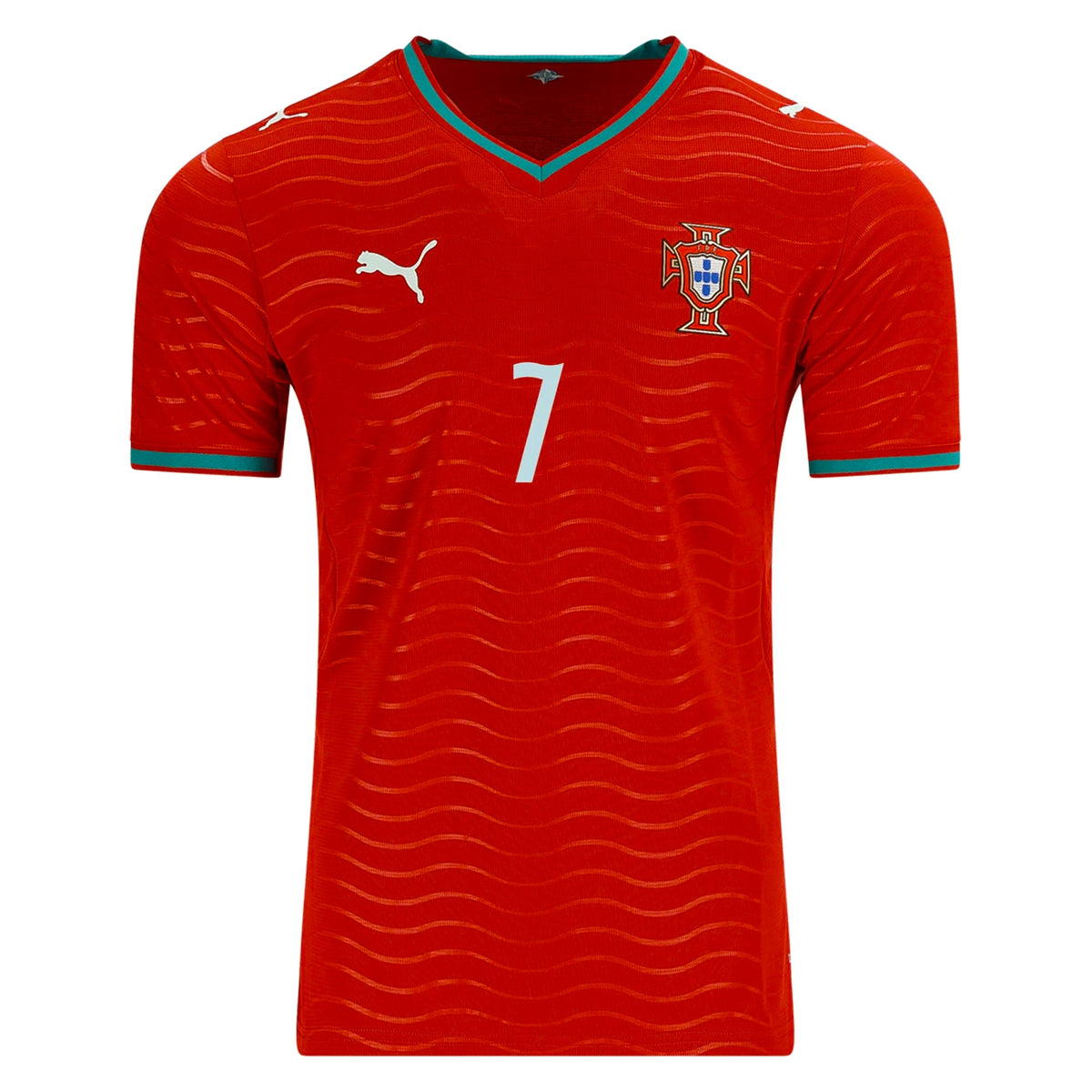 PUMA Men's Portugal Cristiano Ronaldo Home World Cup 2026 Soccer Jersey (Club Red/Green Lagoon) | SoccerWearhouse