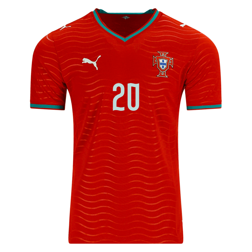 PUMA Men's Portugal Joao Cancelo Home World Cup 2026 Soccer Jersey (Club Red/Green Lagoon) | SoccerWearhouse