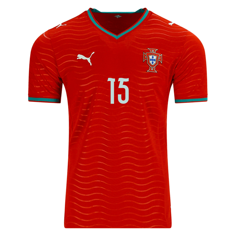 PUMA Men's Portugal Joao Neves Home World Cup 2026 Soccer Jersey (Club Red/Green Lagoon) | SoccerWearhouse