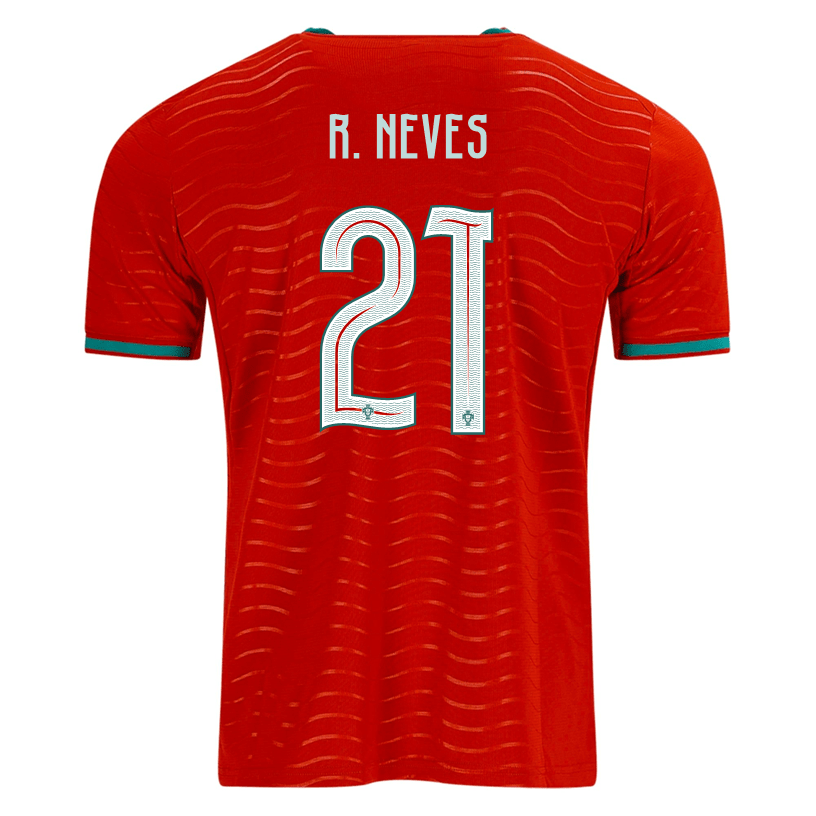 PUMA Men's Portugal R. Neves Home World Cup 2026 Soccer Jersey (Club Red/Green Lagoon) | SoccerWearhouse