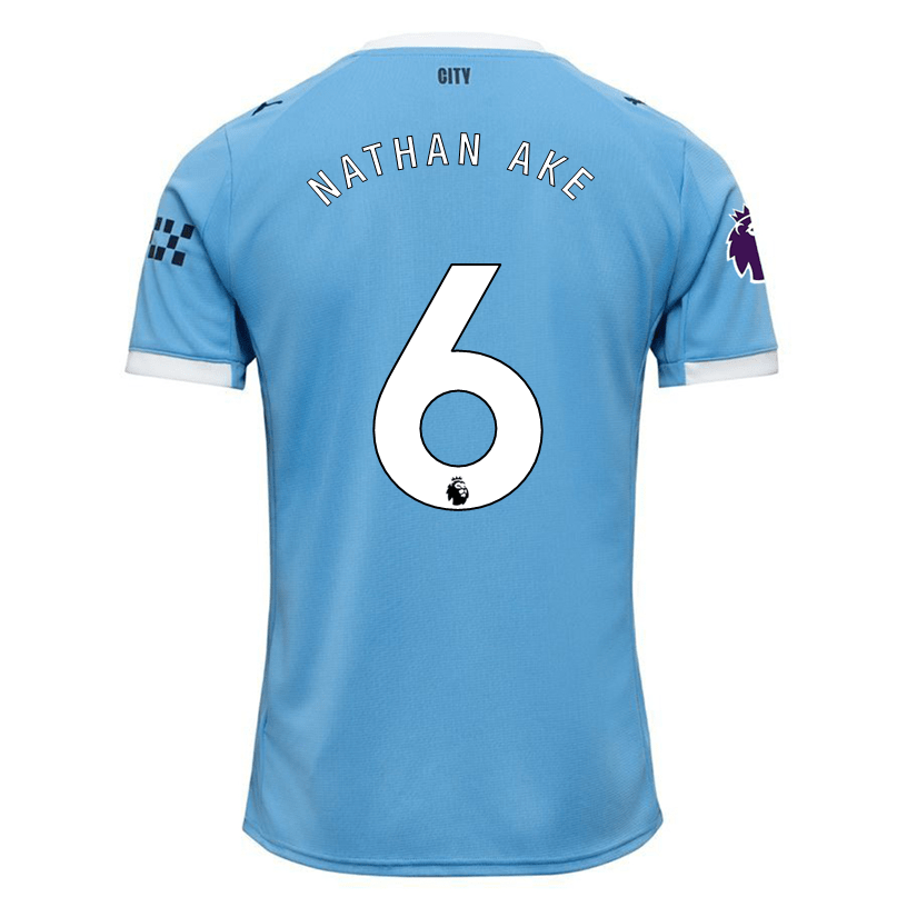 Puma Nathan Ake Manchester City Home Jersey 25/26 w/ EPL + Sponsor Patch (Team Light Blue/Puma White) | SoccerWearhouse