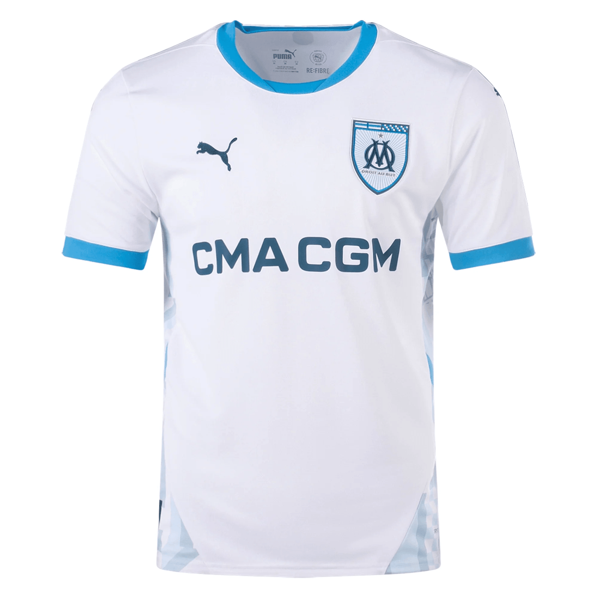 Puma Olympique Marseille Home Jersey 24/25 (Puma White/Bleu Azur) | SoccerWearhouse