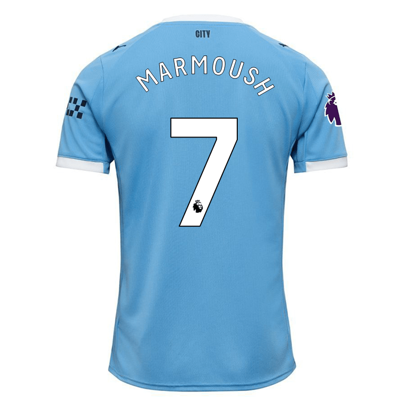 Puma Omar Marmoush Manchester City Home Jersey 25/26 w/ EPL + Sponsor Patch (Team Light Blue/Puma White) | SoccerWearhouse