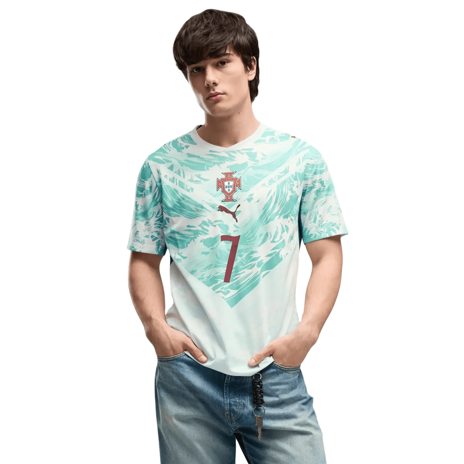 Puma Portugal Cristiano Ronaldo Away Jersey 2026 (Green Lagoon/White)* | SoccerWearhouse