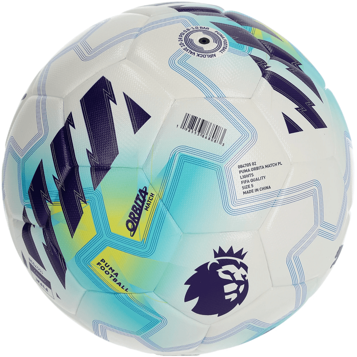 Puma Premier League Orbita Match Lights Ball FIFA Pro Winter Edition 25/26 (White/Aqua/Blue) | SoccerWearhouse