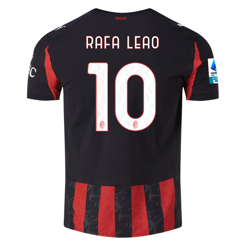 Puma Rafa Leao Men's AC Milan Authentic Home Jersey 25/26 w/ Seria A Patch (Red/Black) | SoccerWearhouse