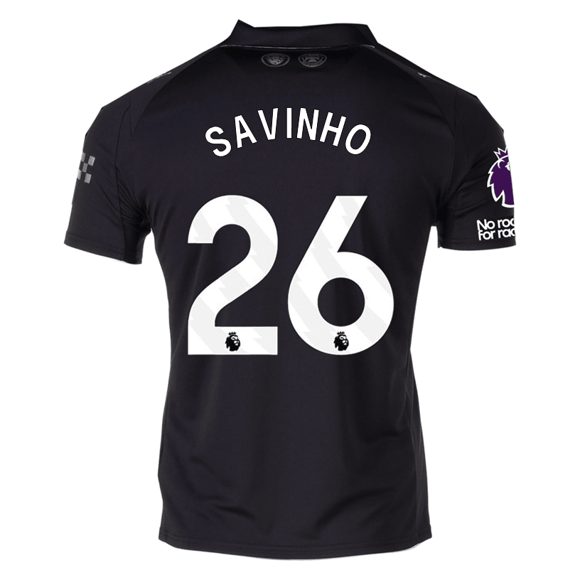 Puma Savinho Men's Manchester City Away Jersey 25/26 w/ NRFR + EPL Patches (Puma Black) | SoccerWearhouse