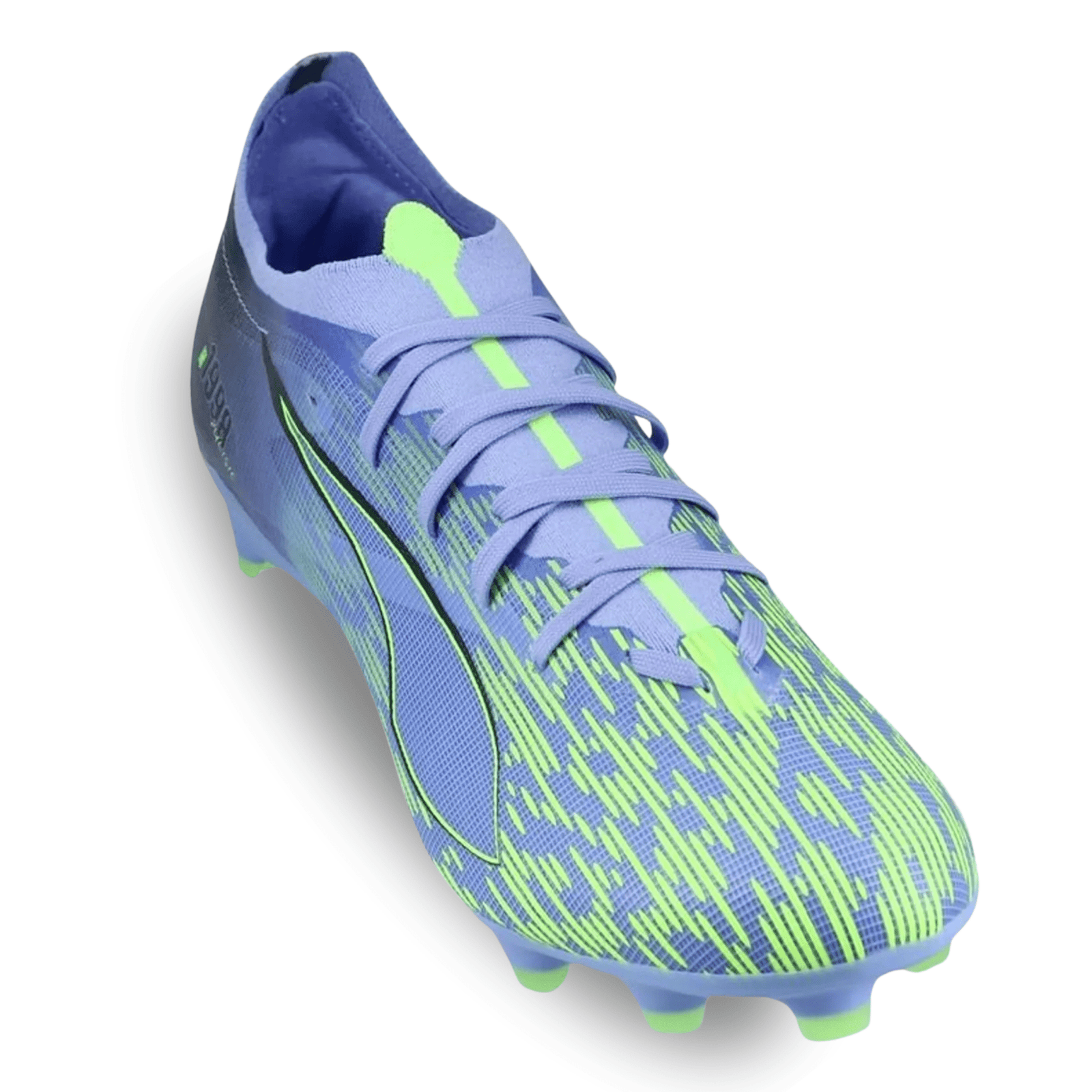 Puma Ultra 5 Match Chasing FG Soccer Cleats (Elektro Purple/Green Glare) | SoccerWearhouse