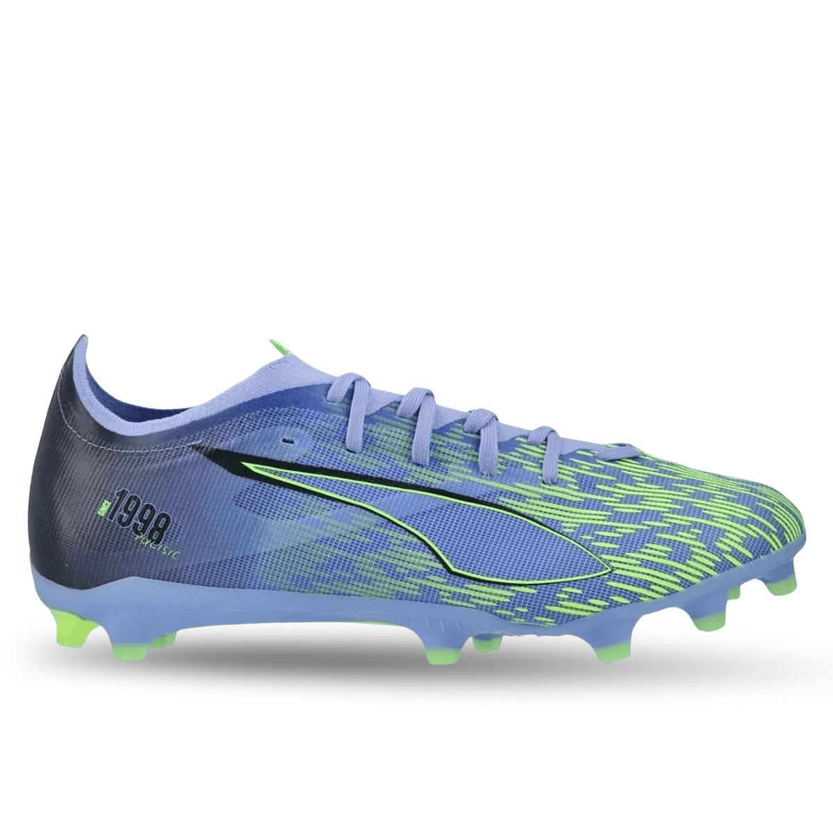 Puma Ultra 5 Match Chasing FG Soccer Cleats (Elektro Purple/Green Glare) | SoccerWearhouse