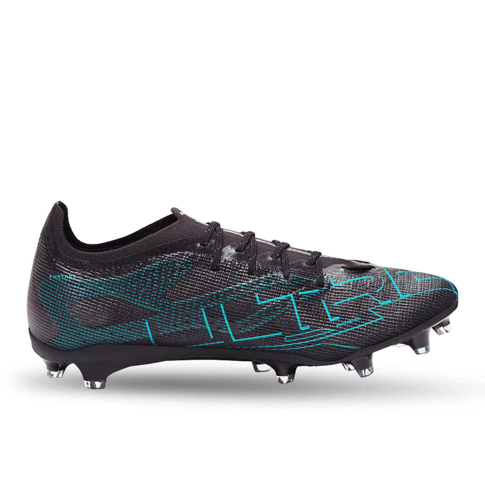 Puma Ultra 5 Pro FG/AG Soccer Cleats (Black/Silver/Bright Aqua) | SoccerWearhouse