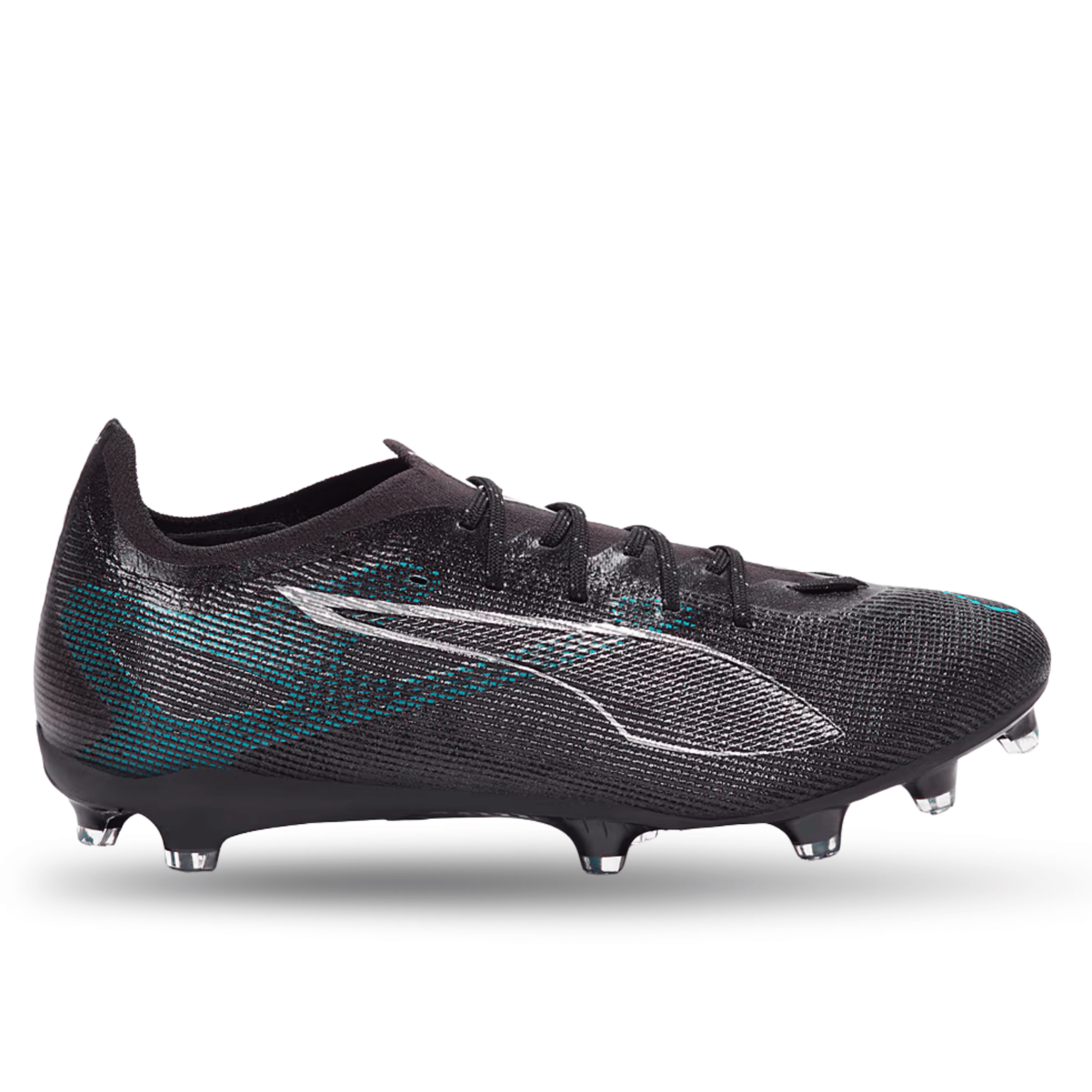 Puma Ultra 5 Pro FG/AG Soccer Cleats (Black/Silver/Bright Aqua) display picture 2