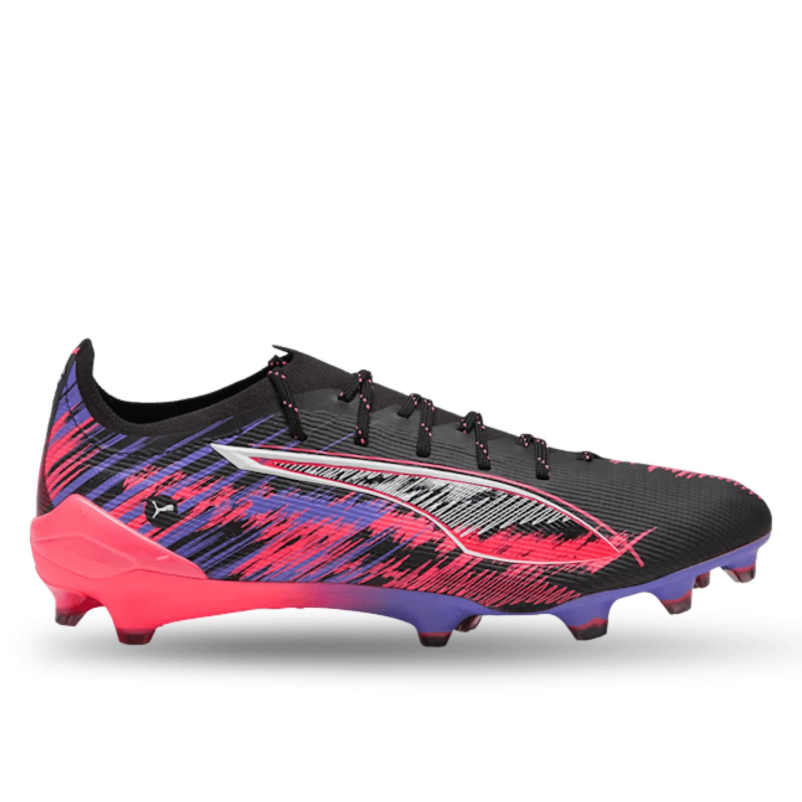 Puma Ultra 5 Ultimate F1 FG Soccer Cleats (Black/Sunset Glow/Dark Amethyst) | SoccerWearhouse