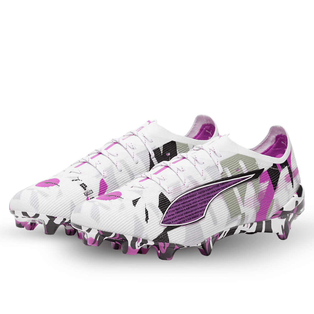 Puma Ultra 5 Ultimate Forever FG Soccer Cleats (White/Magenta/Black) | SoccerWearhouse