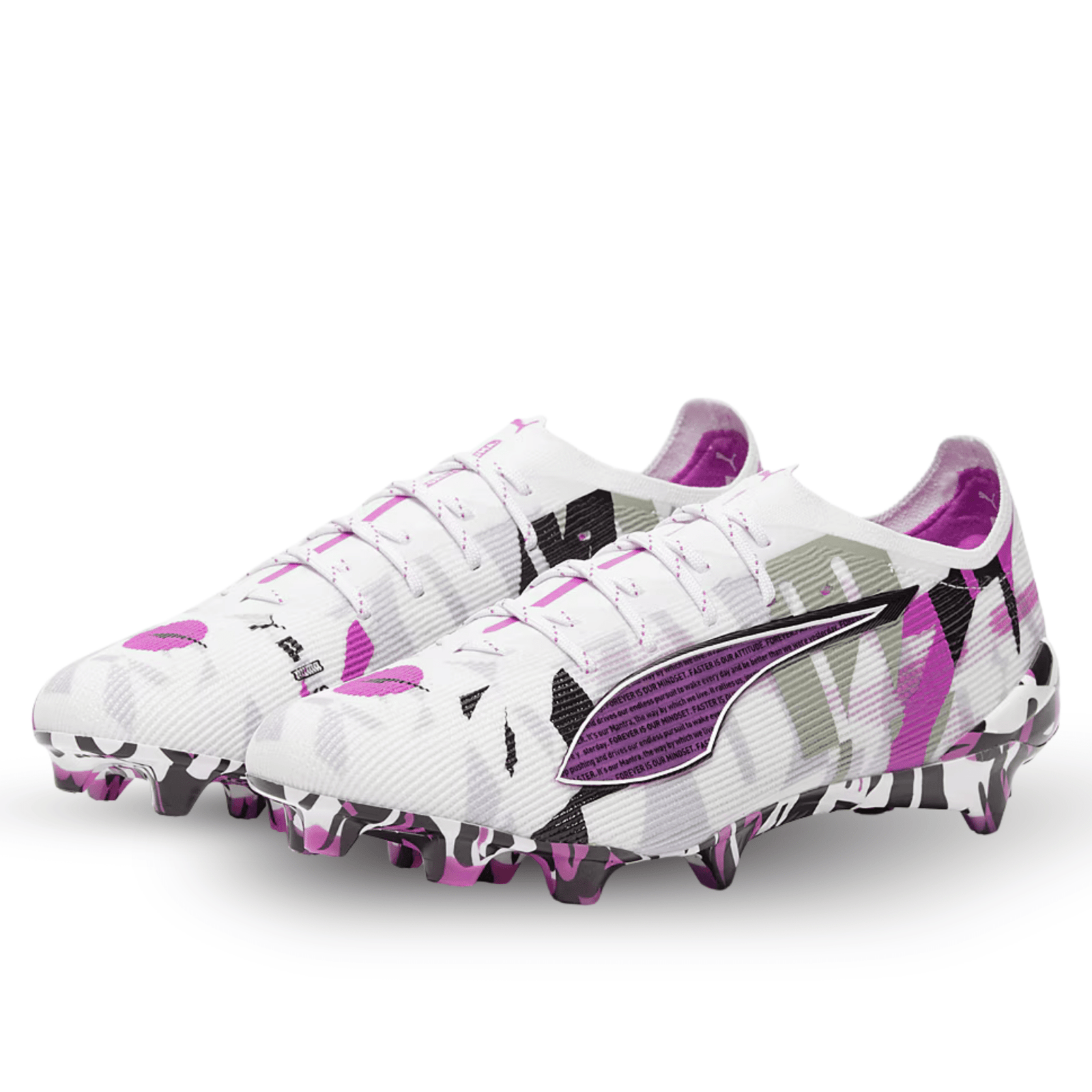 Puma Ultra 5 Ultimate Forever FG Soccer Cleats (White/Magenta/Black) | SoccerWearhouse