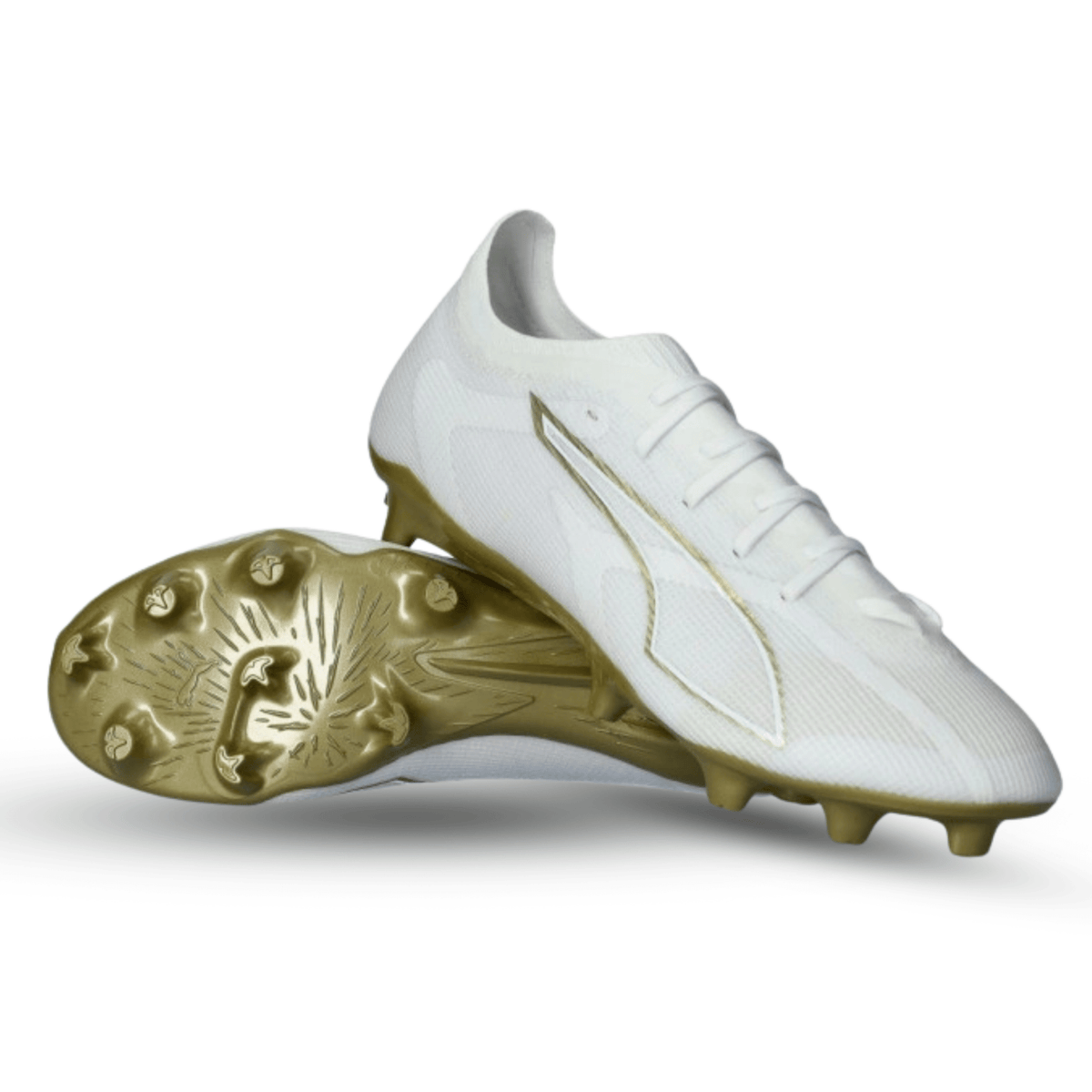 Puma Ultra 6 Match FG/AG Soccer Cleats (White/Gold) | SoccerWearhouse