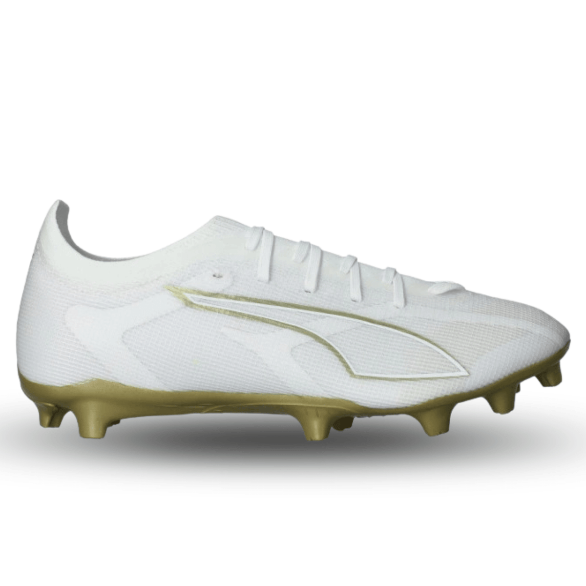 Puma Ultra 6 Match FG/AG Soccer Cleats (White/Gold) | SoccerWearhouse