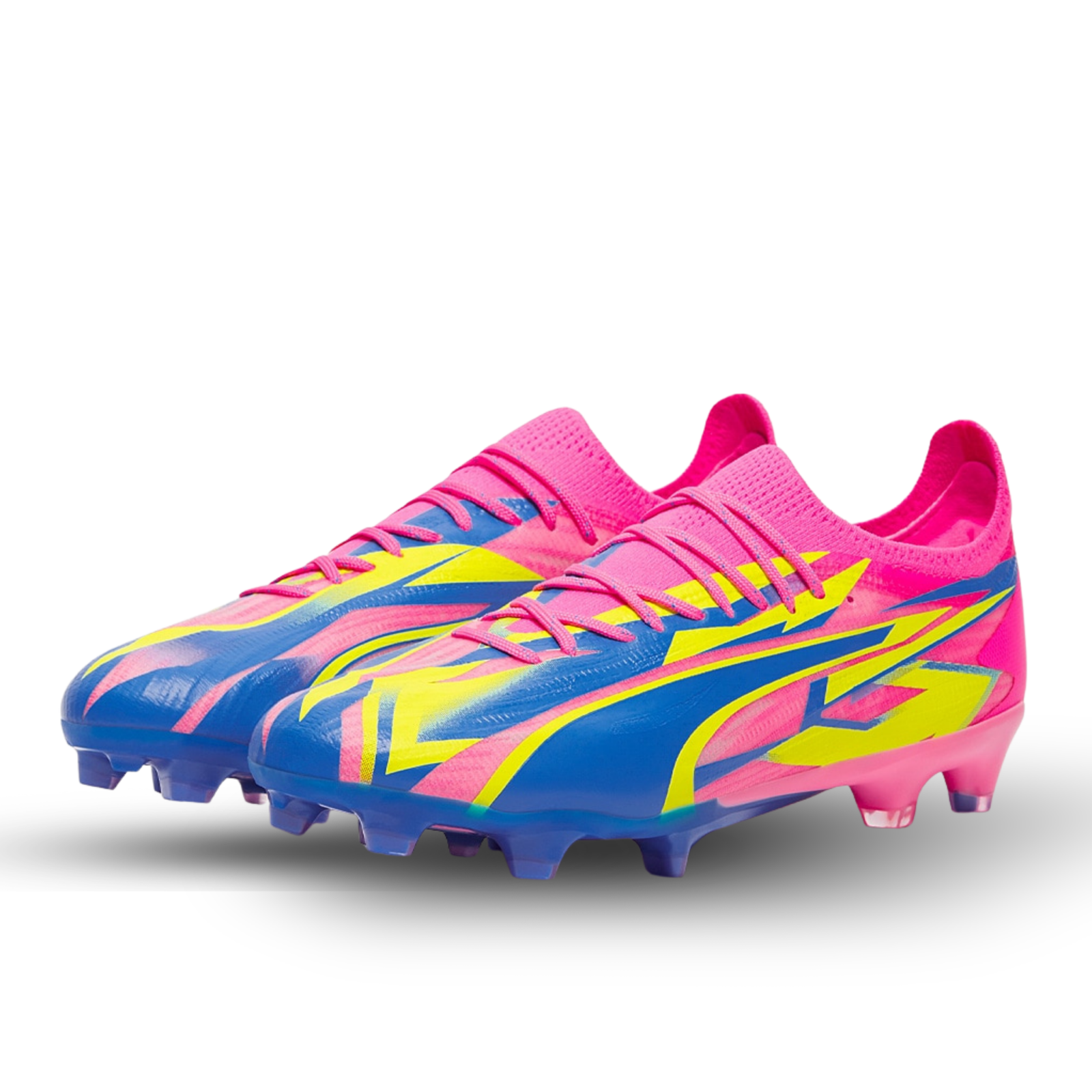 Puma Ultra Ultimate Energy FG/AG Soccer Cleats (Pink/Ultra Blue/Yellow Alert) | SoccerWearhouse