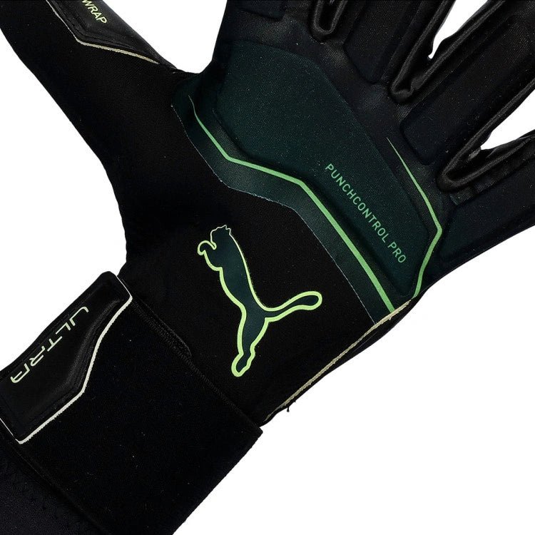Puma Ultra Ultimate Hybrid Goalkeeper Gloves (Black/Green/Fizzy Light) | SoccerWearhouse