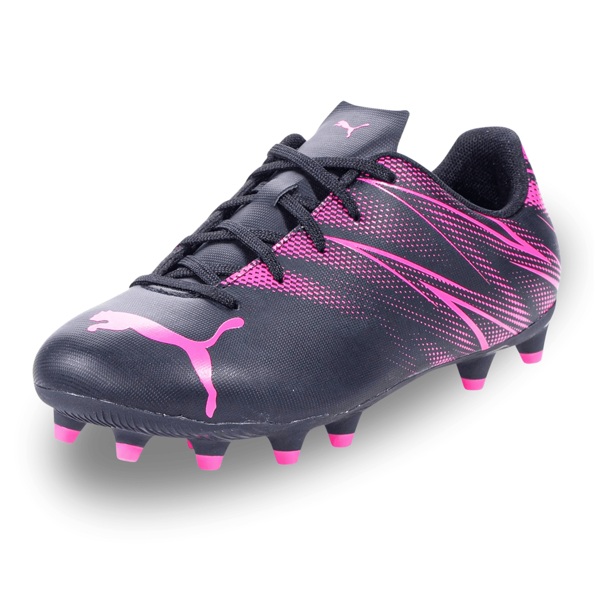 Puma Youth Jr. Attacanto FG/AG Soccer Cleats (Puma Black/Pink) | SoccerWearhouse