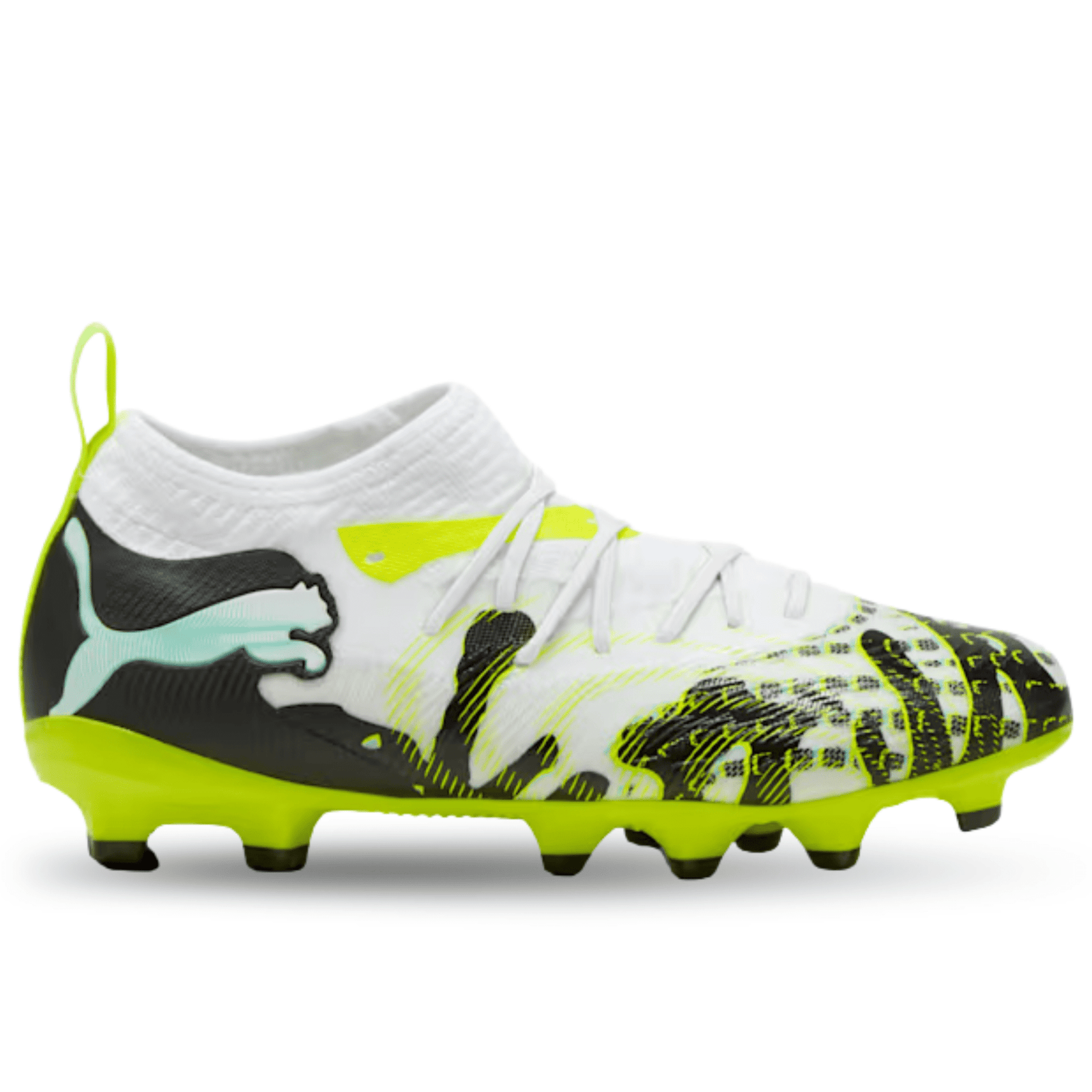 Puma Youth Jr. Future 9 Match Creativity FG/AG Soccer Cleats (Yellow Alert/Mint Jelly/White) | SoccerWearhouse