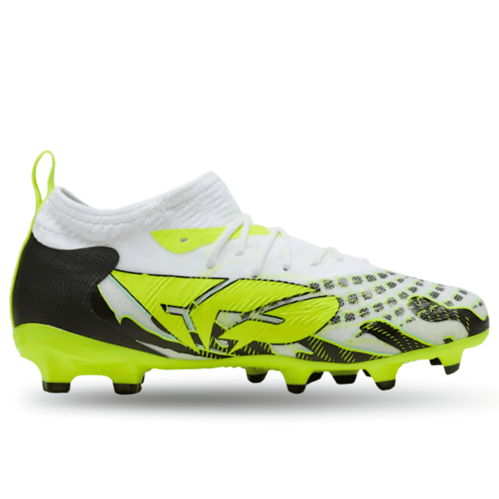 Puma Youth Jr. Future 9 Match Creativity FG/AG Soccer Cleats (Yellow Alert/Mint Jelly/White) | SoccerWearhouse