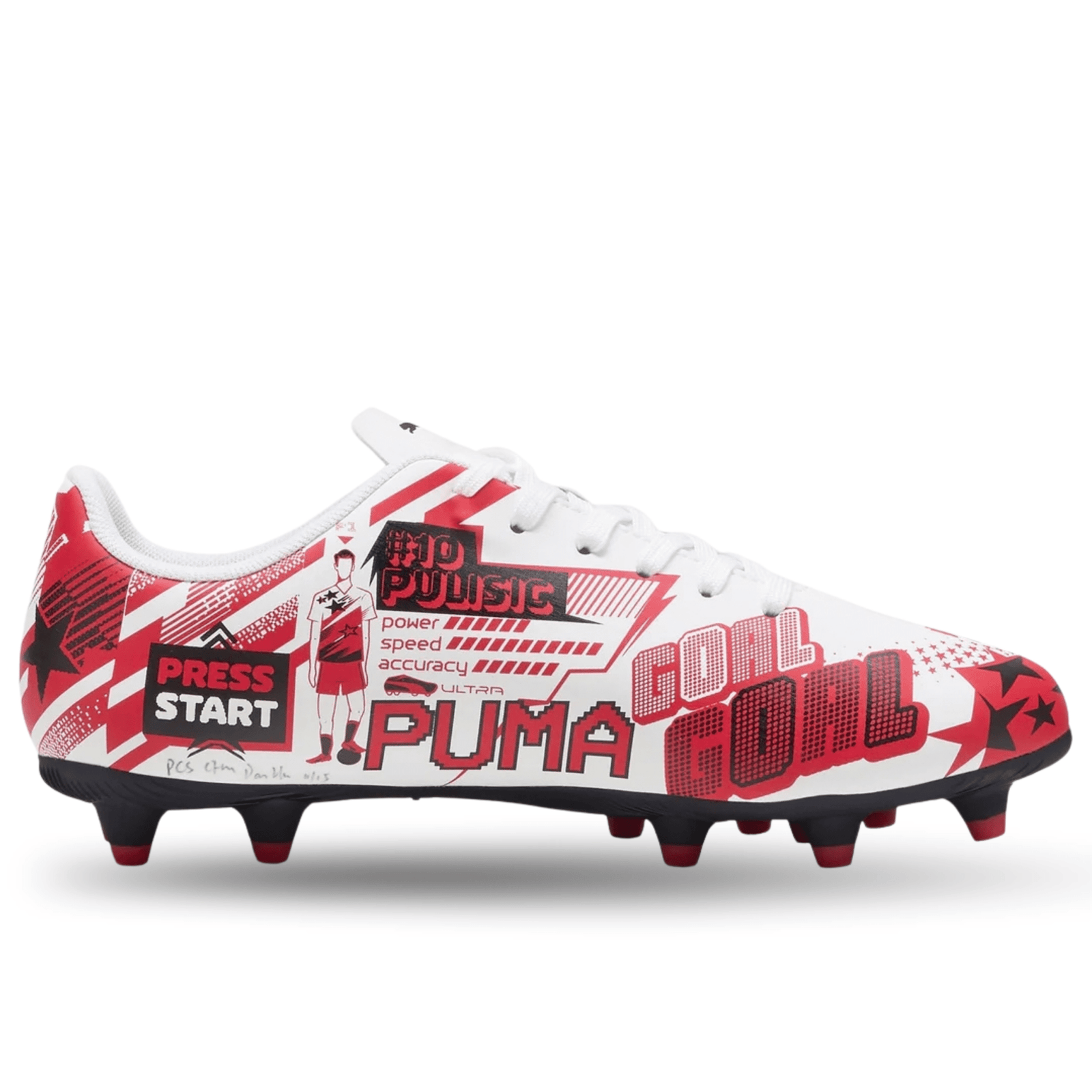 Puma Youth Ultra CP Legacy FG/AG Jr Soccer Cleats (White/Red/Black) | SoccerWearhouse