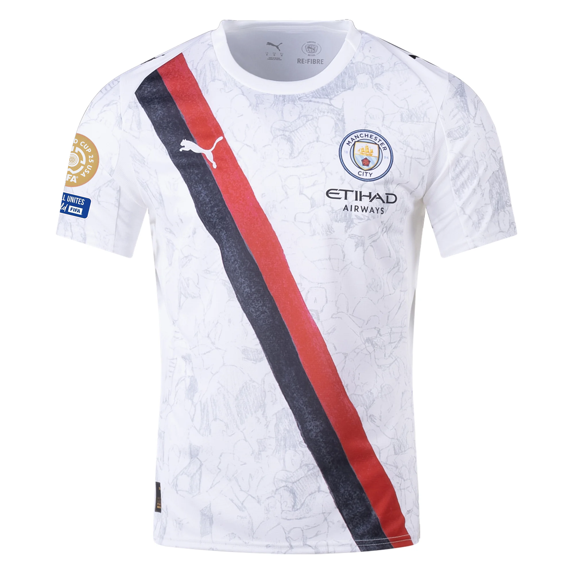 Puma Manchester City Kid Super Jersey w/ Club World Cup Patches 25/26 (Puma White/Deep Navy) (Copy)