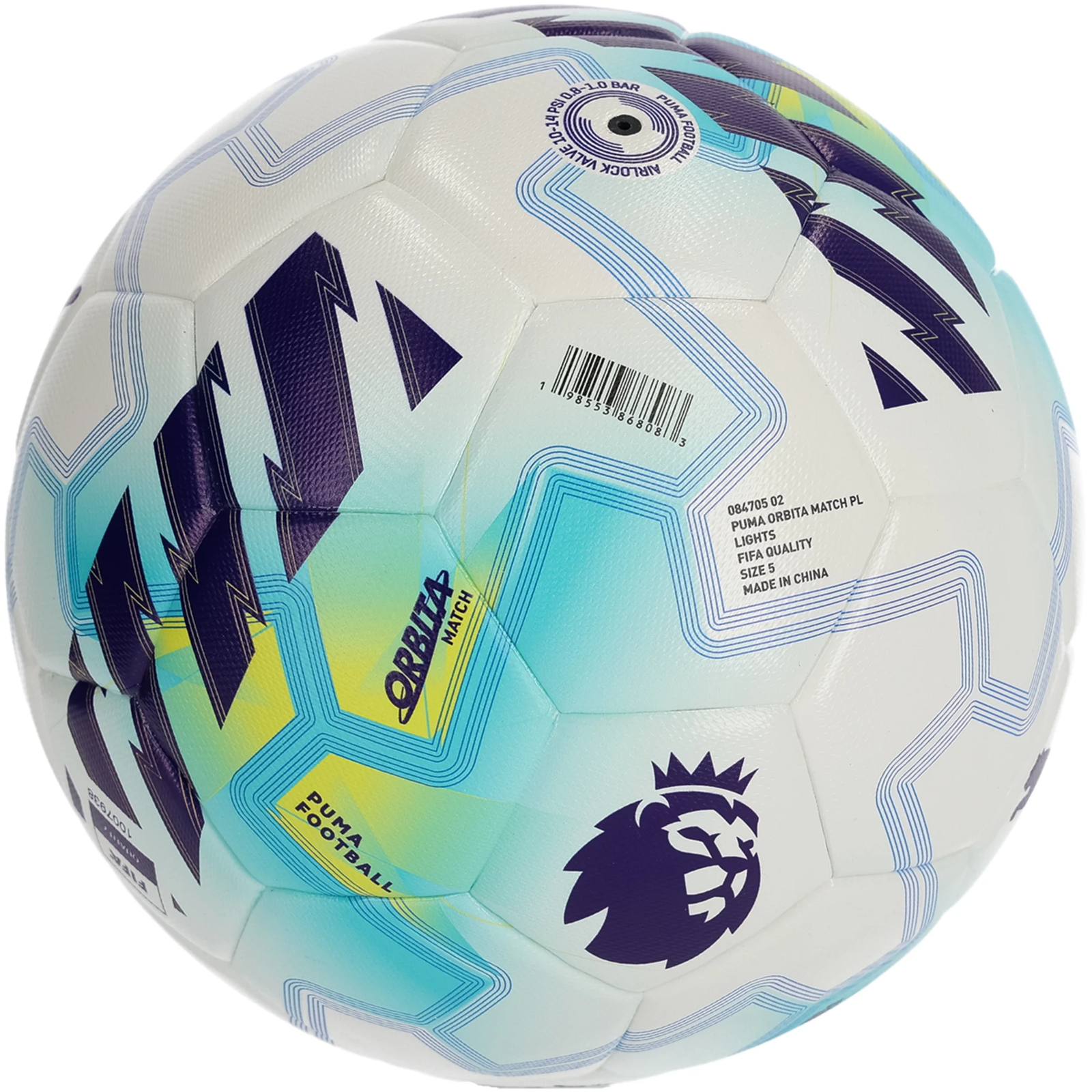 Puma Premier League Orbita Match Lights Ball FIFA Pro Winter Edition 25/26 (White/Aqua/Blue)