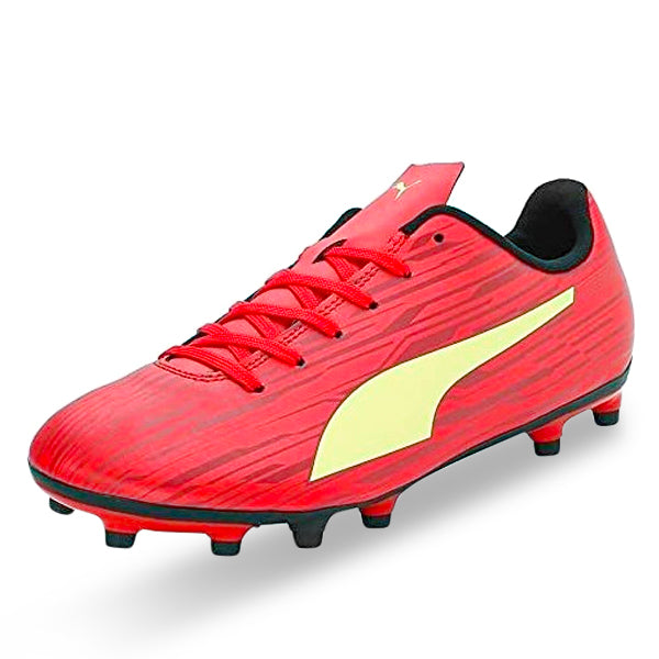 Puma Rapido III FG AG Soccer Cleats Red Fresh Yellow Chili Pepper Soccer Wearhouse