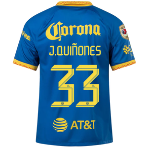 Nike Club America Julián Quiñones Away Jersey 23/24 w/ Liga MX Apertura 23 Champion Patch (Blue Jay/Tour Yellow/Habanero Red)