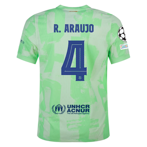 Nike Barcelona Authentic Ronald Araújo Third Jersey w/ Champions League Patches 24/25 (Barely Volt/Old Royal)