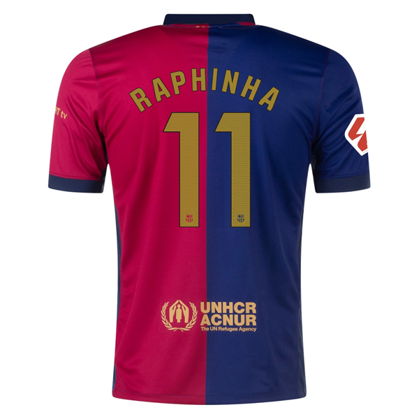 Nike Barcelona Raphinha Home Jersey w La Liga Patch 24 25 Deep Royal Soccer Wearhouse