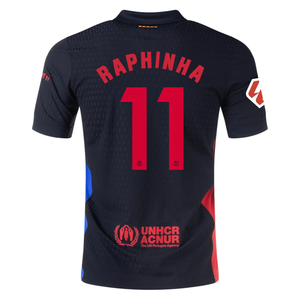 Nike Barcelona Authentic Raphinha Away Jersey w/ La Liga Patch 24/25 (Black/University Red/Hyper Royal)