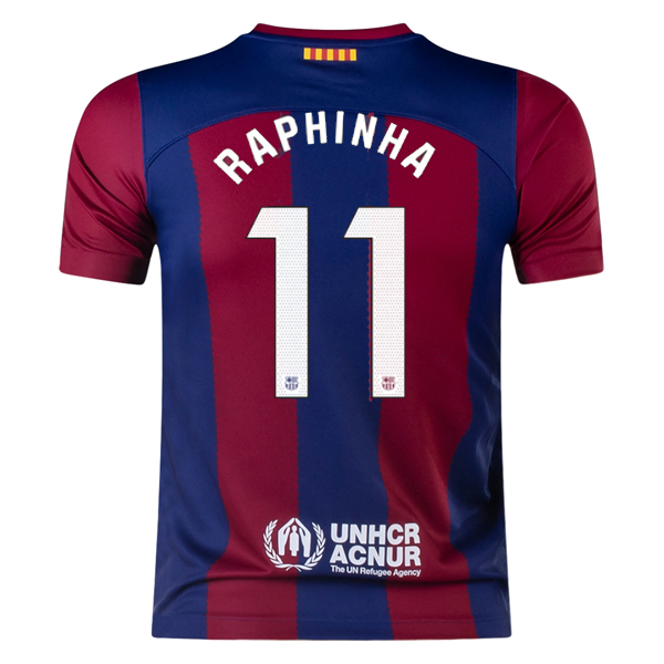 Nike Youth Barcelona Raphinha Home Jersey 23/24 (Deep Royal Blue/Noble ...