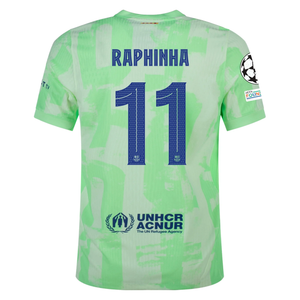 Nike Barcelona Authentic Raphinha Third Jersey w/ Champions League Patches 24/25 (Barely Volt/Old Royal)