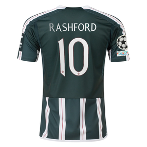 adidas Manchester United Marcus Rashford Away Jersey w/ Champions League Patches 23/24 (Green Night/Core White)