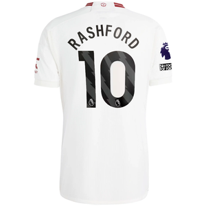 adidas Manchester United Marcus Rashford Third Jersey w/ EPL + No Room For Racism Patches 23/24 (Cloud White/Red)