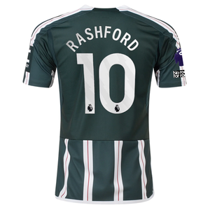 adidas Manchester United Marcus Rashford Away Jersey w/ EPL + No Room For Racism Patches 23/24 (Green Night/Core White)