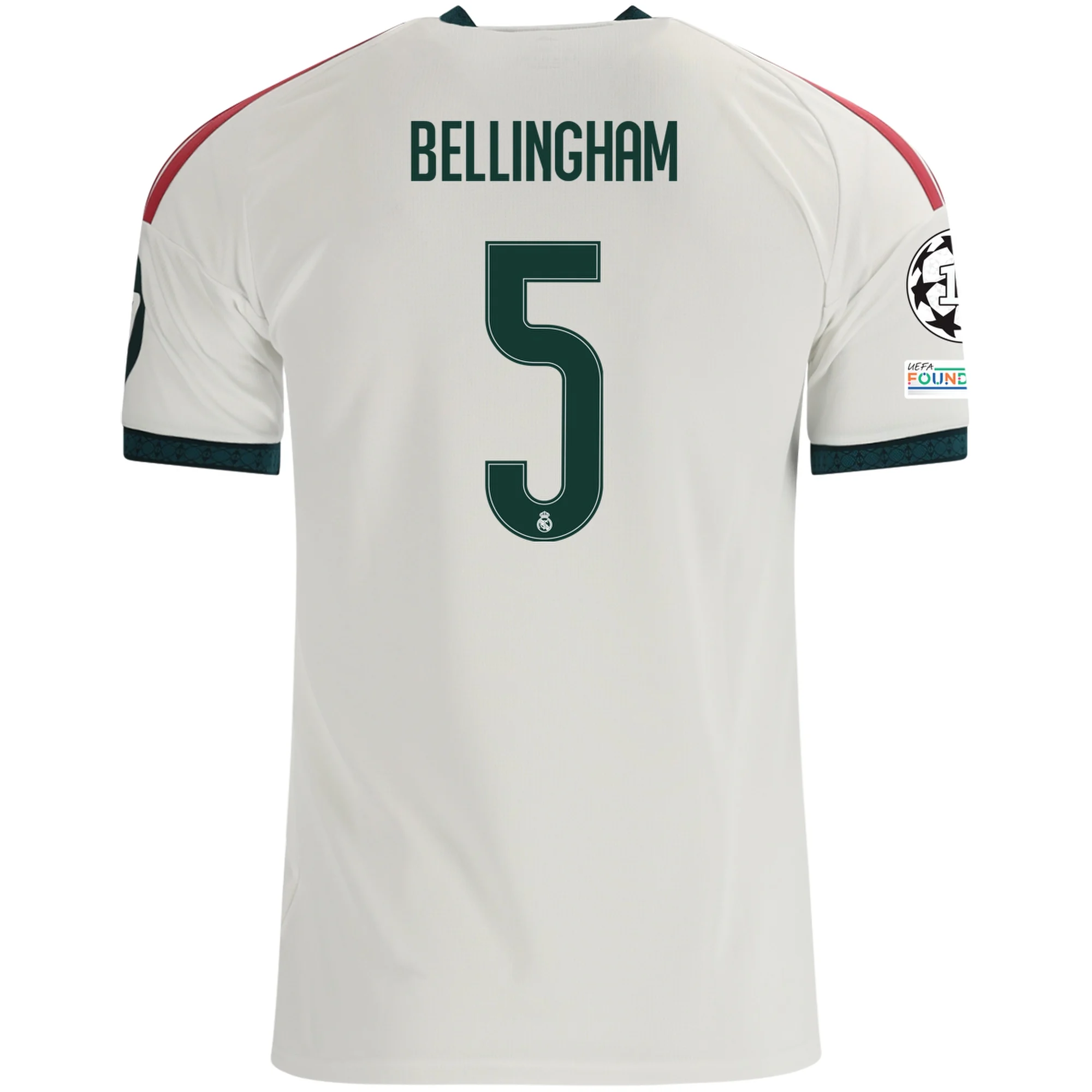 adidas Mens Real Madrid Jude Bellingham Home Jersey w/ Champions League Patches 26/27 (White)