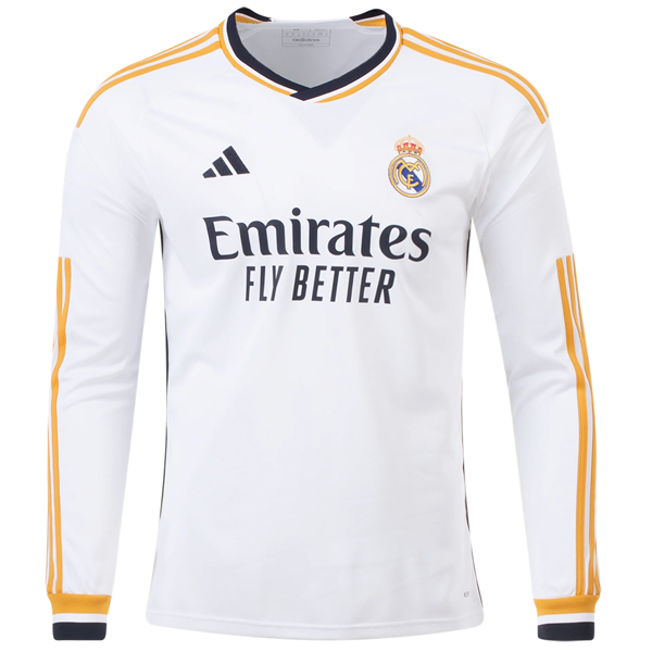 adidas Real Madrid Long Sleeve Home Jersey 23/24 (White) - Soccer Wearhouse