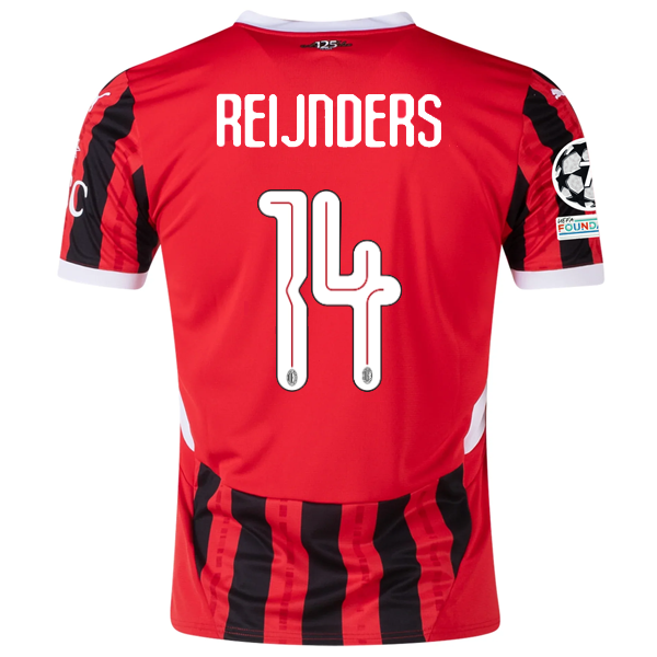 Puma AC Milan Tijjani Reijnders Home Jersey w Champions League Patche Soccer Wearhouse