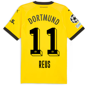 Puma Borussia Dortmund Authentic Marco Reus Home Jersey w/ Champions League Patches 23/24 (Cyber Yellow/Puma Black)