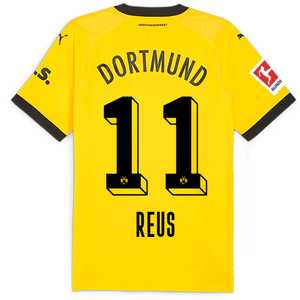 Puma Borussia Dortmund Authentic Marco Reus Home Jersey w/ Bundesliga Patch 23/24 (Cyber Yellow/Puma Black)