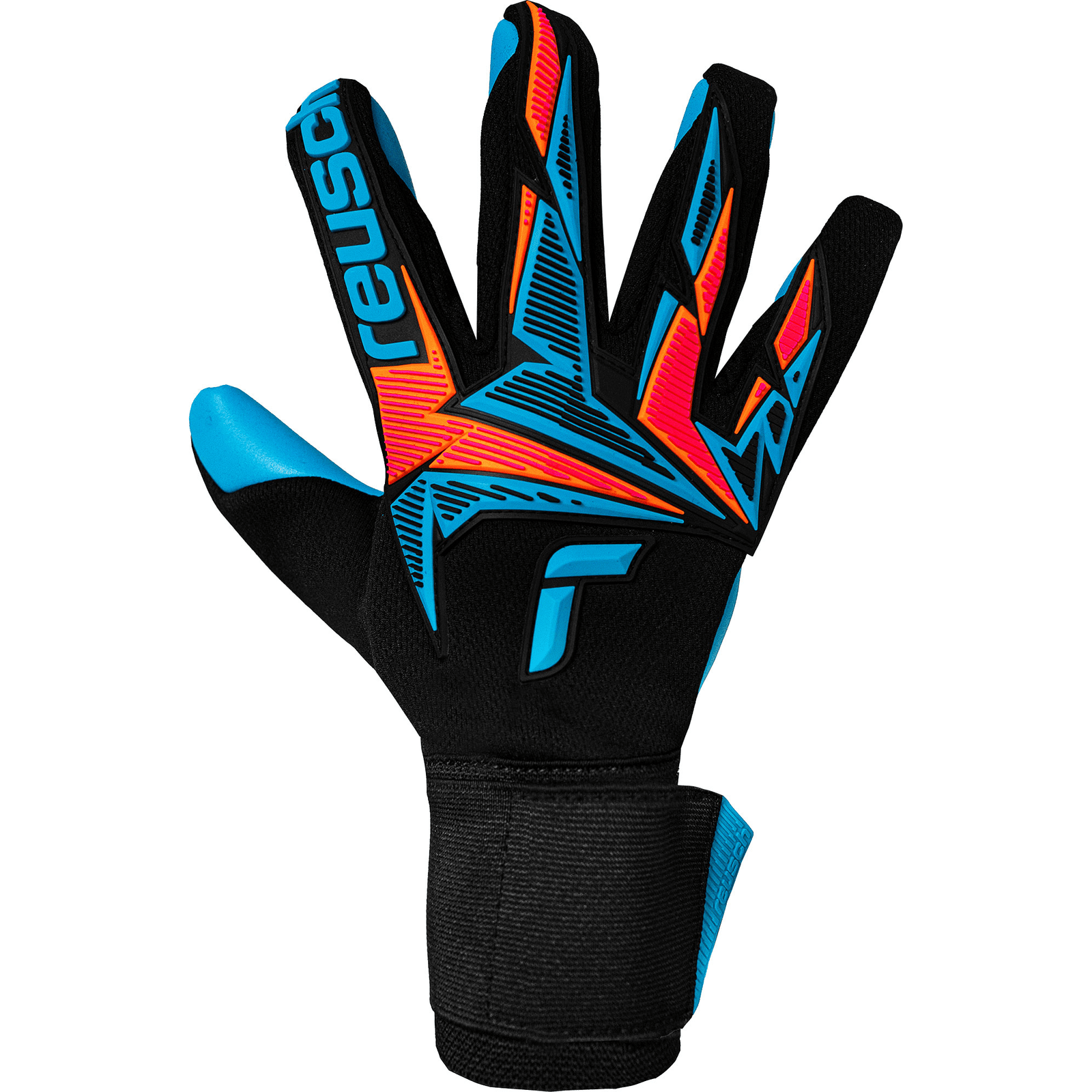 Reusch Attrakt Freegel Aqua Goalkeeper Gloves (Orange/Aqua Blue Wet Weather Grip) | SoccerWearhouse
