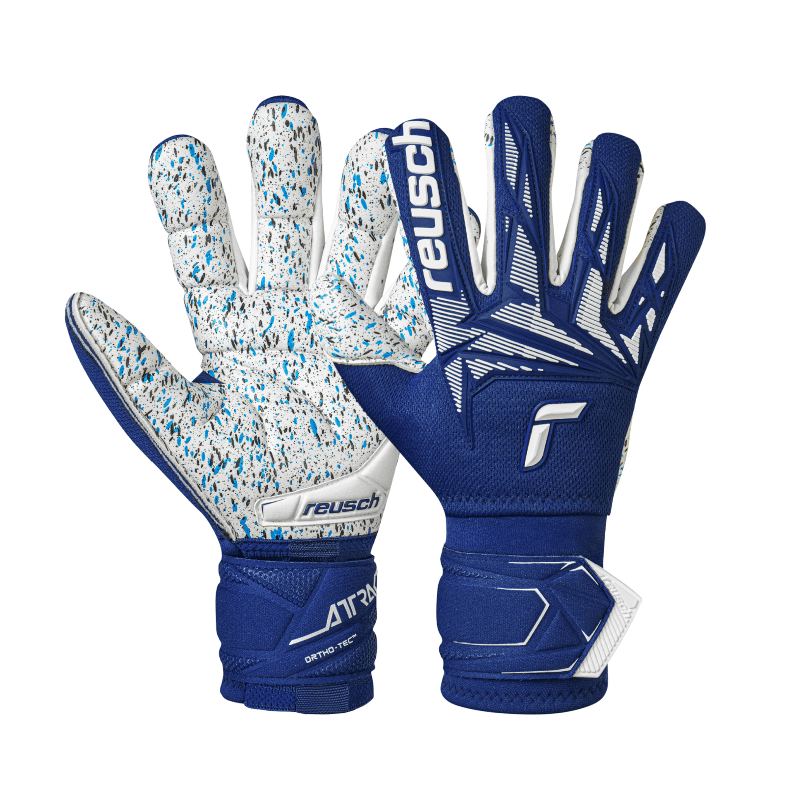 Reusch Attrakt Freegel Fusion Ortho - Tec Goalkeeper Gloves (Premium Blue/White Protection) | SoccerWearhouse