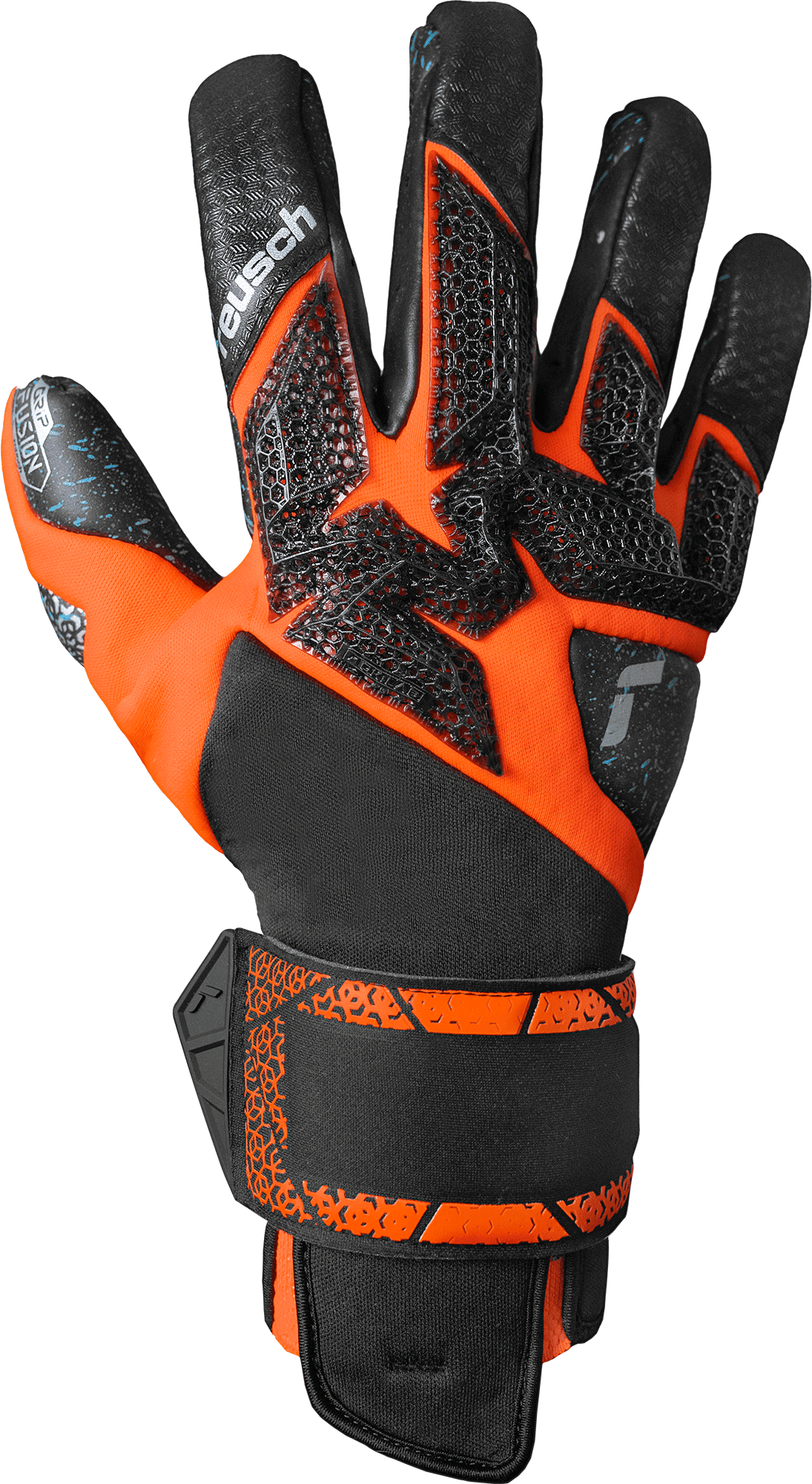 Reusch Attrakt Fusion Carbon 3D Goalkeeper Gloves (Black/Shocking Orange) | SoccerWearhouse