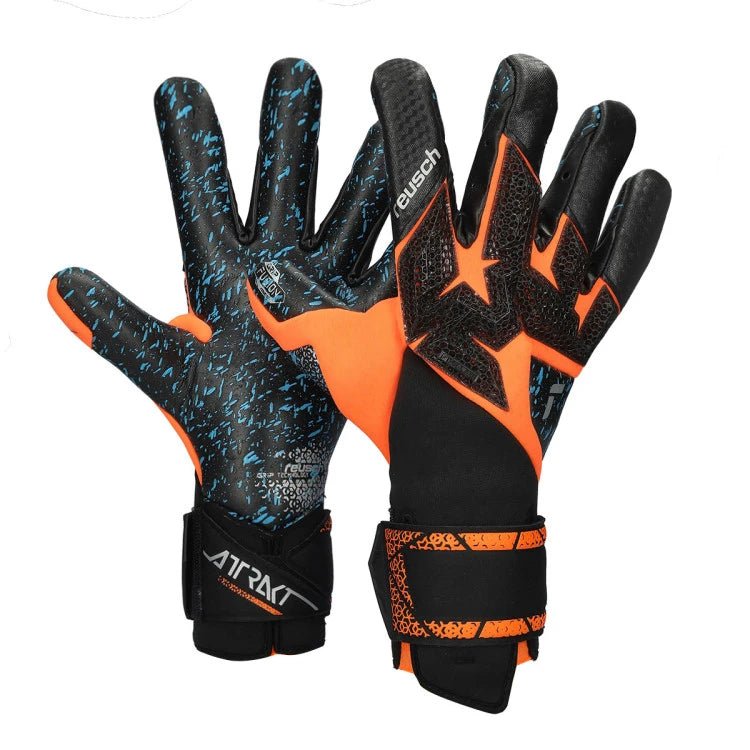 Reusch Attrakt Fusion Carbon 3D Goalkeeper Gloves (Black/Shocking Orange) | SoccerWearhouse