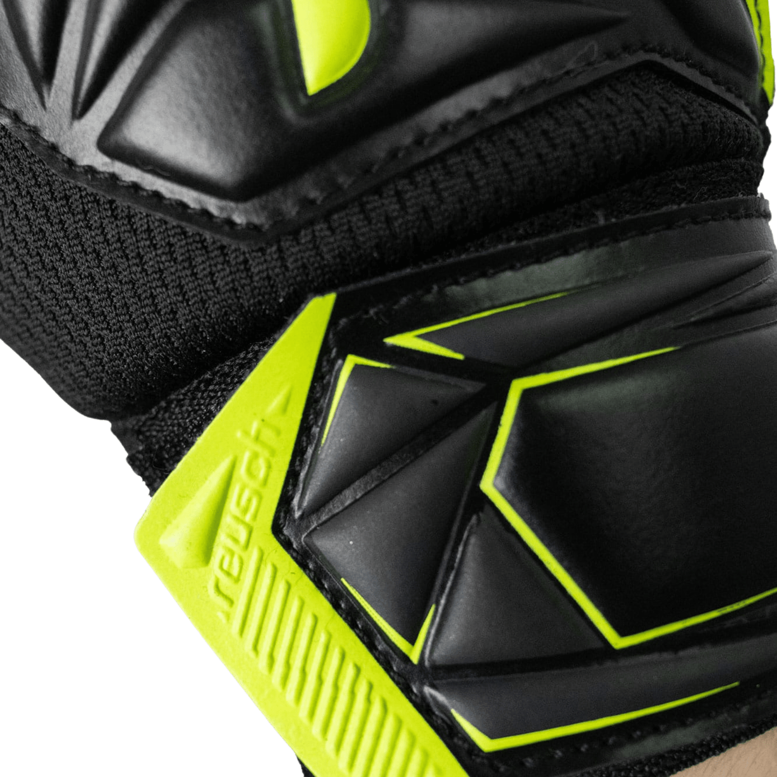 Reusch Junior Attrakt Starter Solid Finger Support Goalkeeper Gloves (Black/Yellow) | SoccerWearhouse