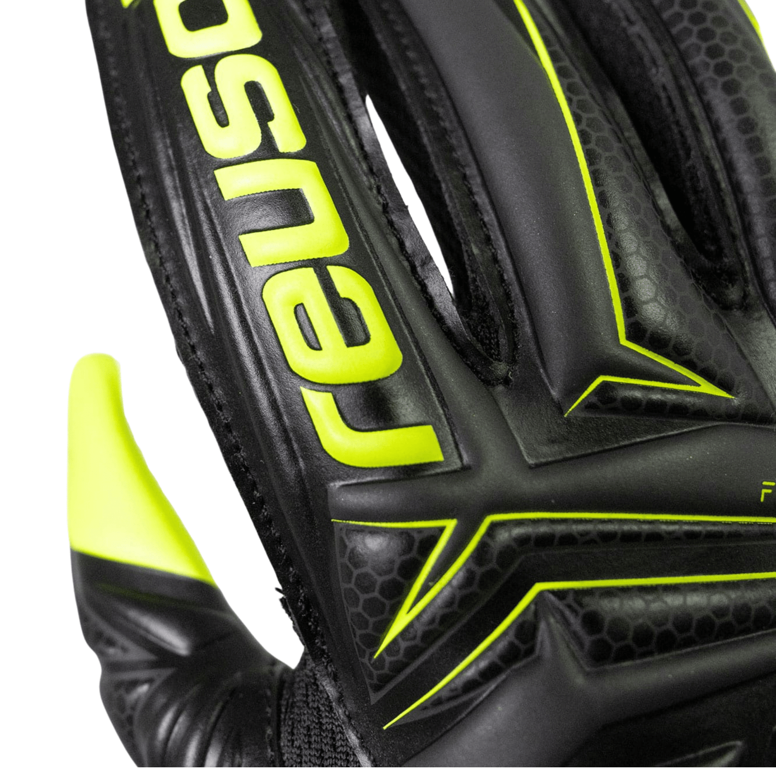 Reusch Junior Attrakt Starter Solid Finger Support Goalkeeper Gloves (Black/Yellow) | SoccerWearhouse